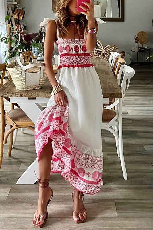 Gweneira | Vestido Maxi Bohemio con Cuello Cuadrado para Mujer de Playa