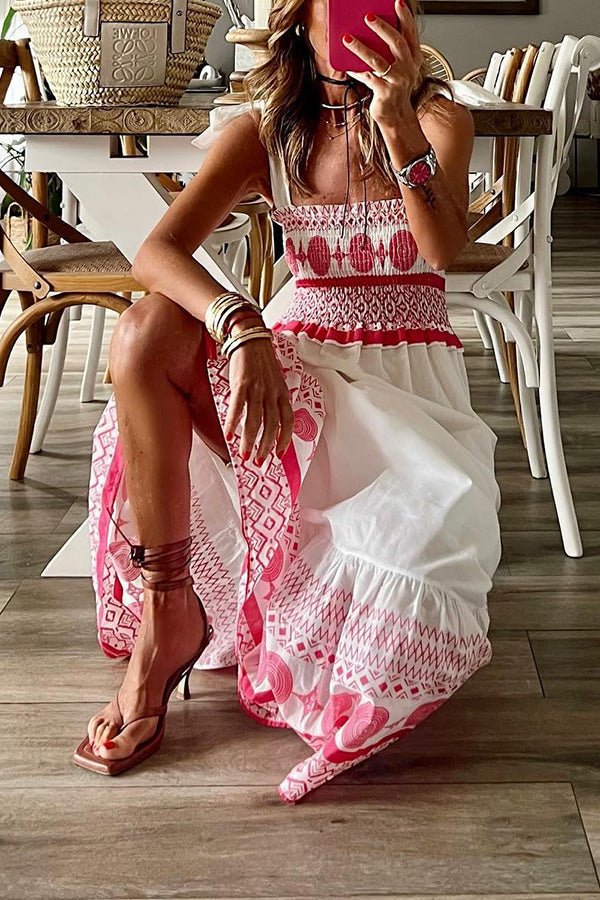 Gweneira | Vestido Maxi Bohemio con Cuello Cuadrado para Mujer de Playa