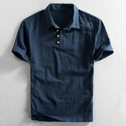 Herren Leinen Kurzarm Polo Shirt