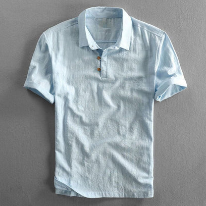 Polo de lino de manga corta para hombre