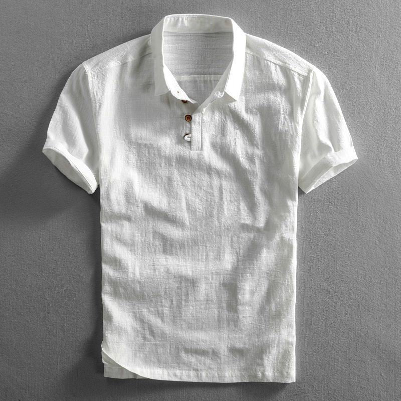 Polo de lino de manga corta para hombre