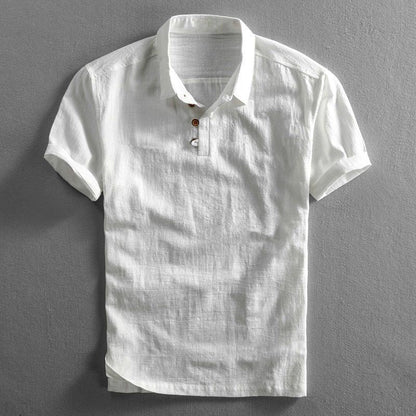 Polo de lino de manga corta para hombre