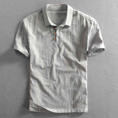 Polo de lino de manga corta para hombre