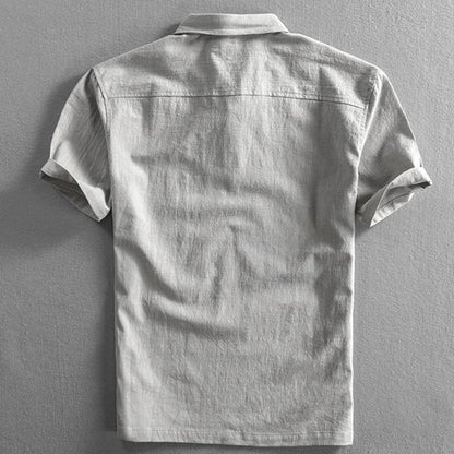 Polo de lino de manga corta para hombre