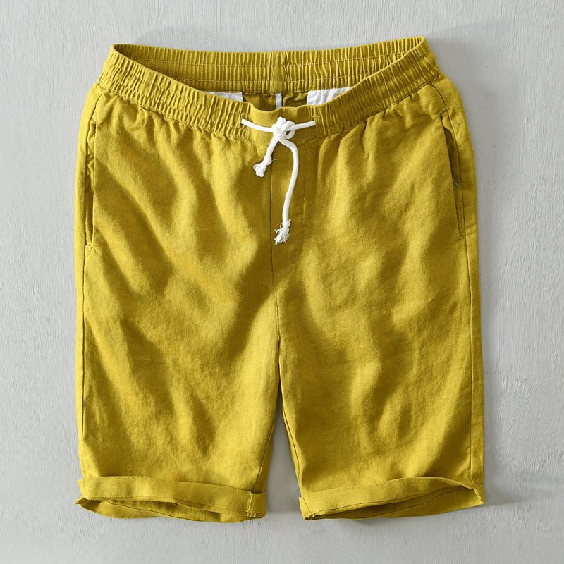 Bermudas de lino con cordón de ajuste para hombre - Verano fresco