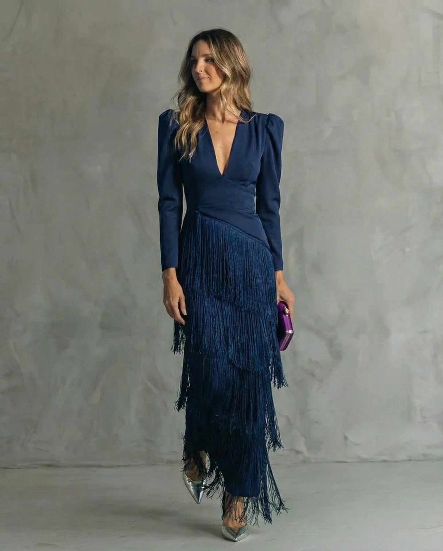 Vestido Midi con Mangas de Flecos | Estilo Bohemio