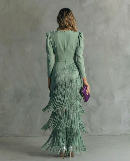 Vestido Midi con Mangas de Flecos | Estilo Bohemio