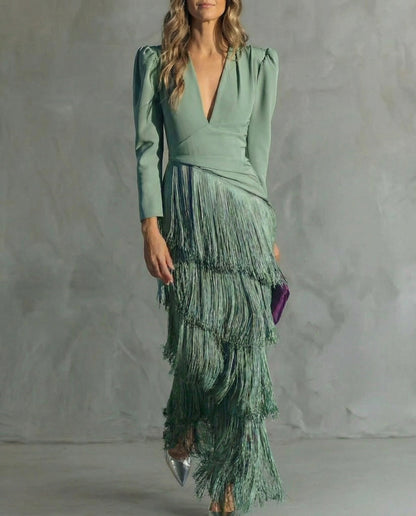 Vestido Midi con Mangas de Flecos | Estilo Bohemio