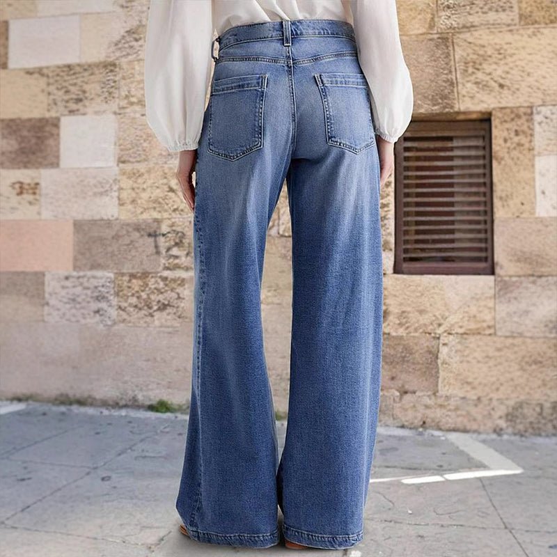 Vaqueros Alta Pierna Ancha Estilo Vintage Retro | Mujer
