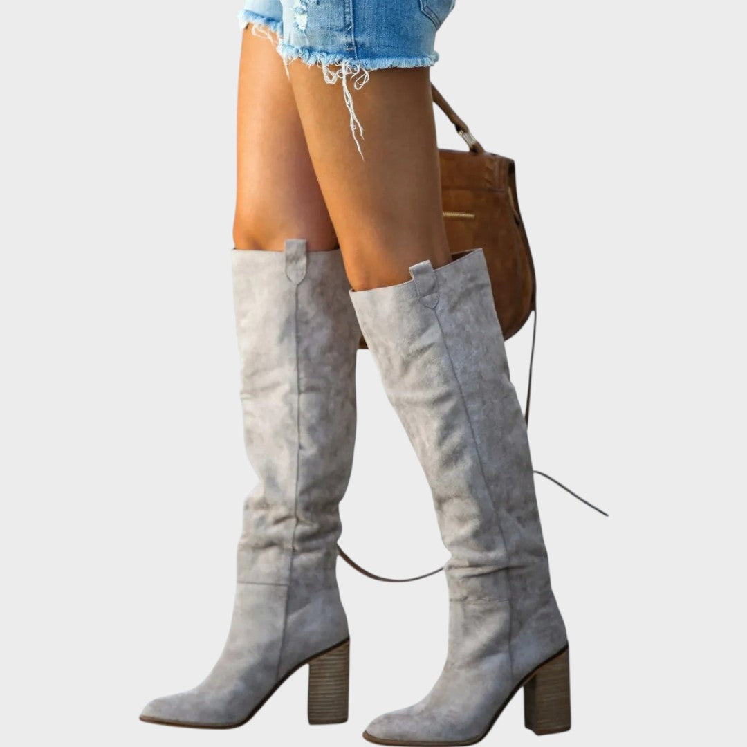 Diane | Botas de Cañón Alto de Ante con Tacón Elegante para Mujer