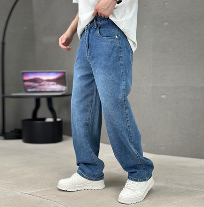 Jeans de primavera para hombre con corte recto y ajuste amplio, cómodos y modernos para uso diario