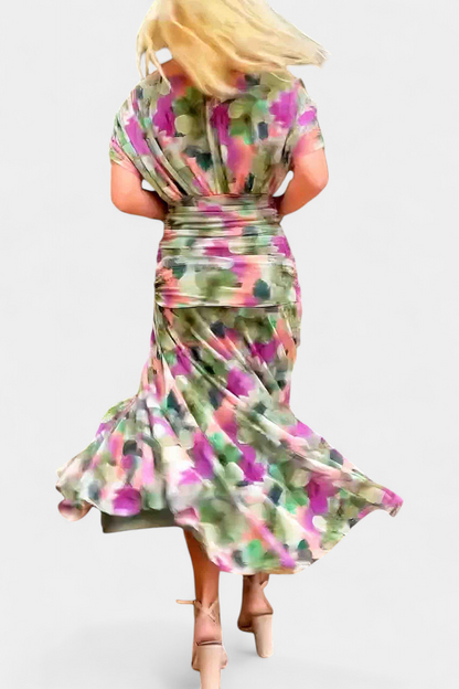 Vestido elegante para mujer, escote en V cruzado con falda fluida y caída ligera, ideal para fiesta o evento