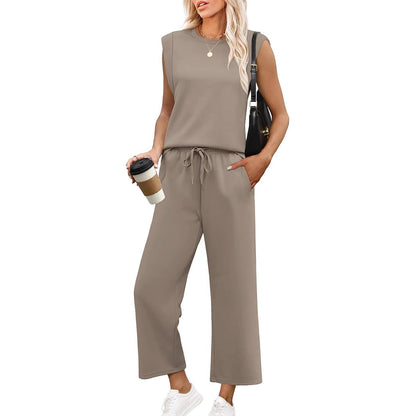 Conjunto ligero de dos piezas para mujer, cómodo y versátil para verano o viaje