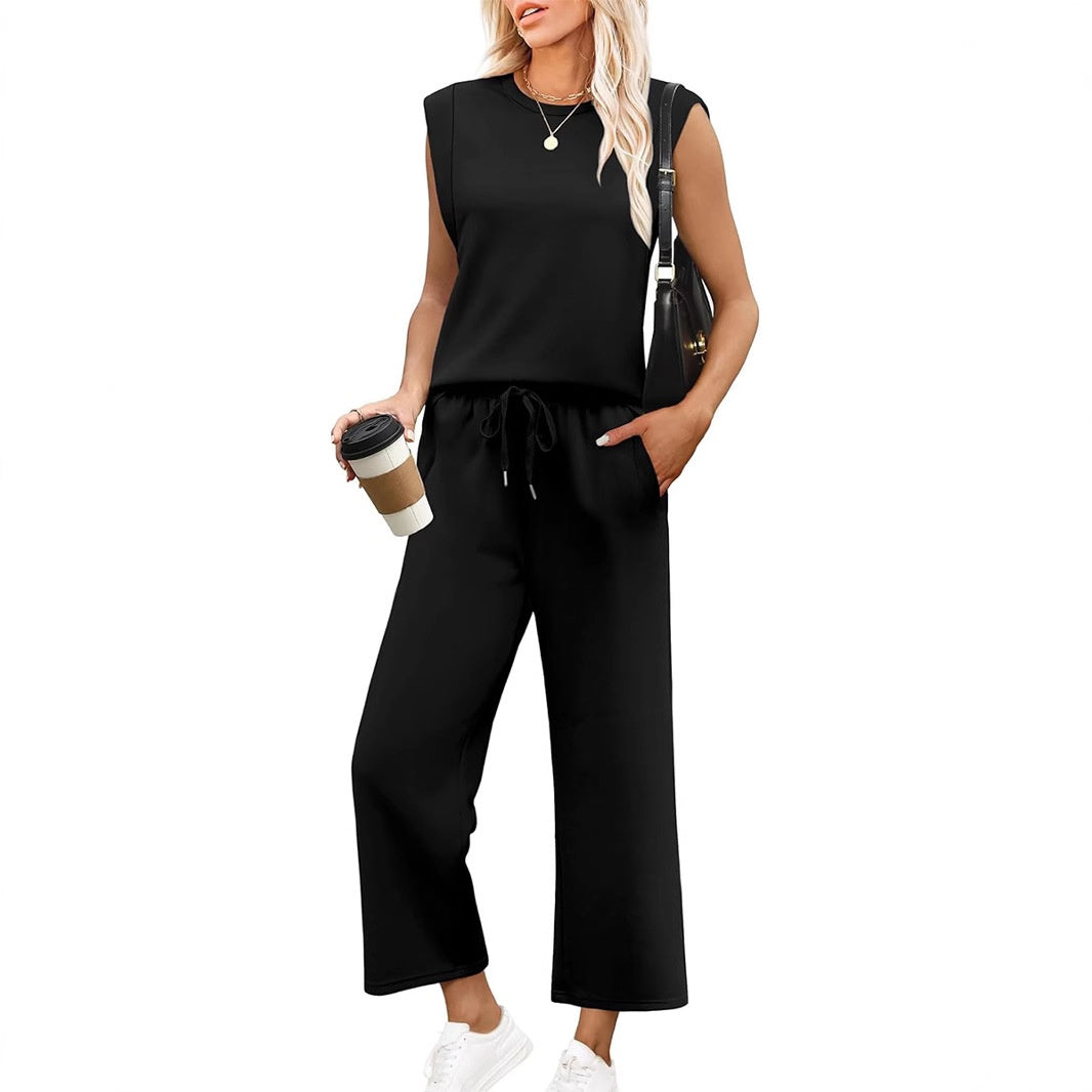 Conjunto ligero de dos piezas para mujer, cómodo y versátil para verano o viaje