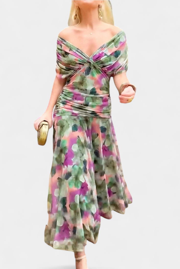 Vestido elegante para mujer, escote en V cruzado con falda fluida y caída ligera, ideal para fiesta o evento