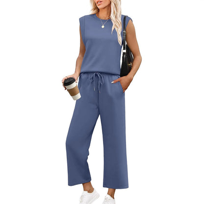 Conjunto ligero de dos piezas para mujer, cómodo y versátil para verano o viaje