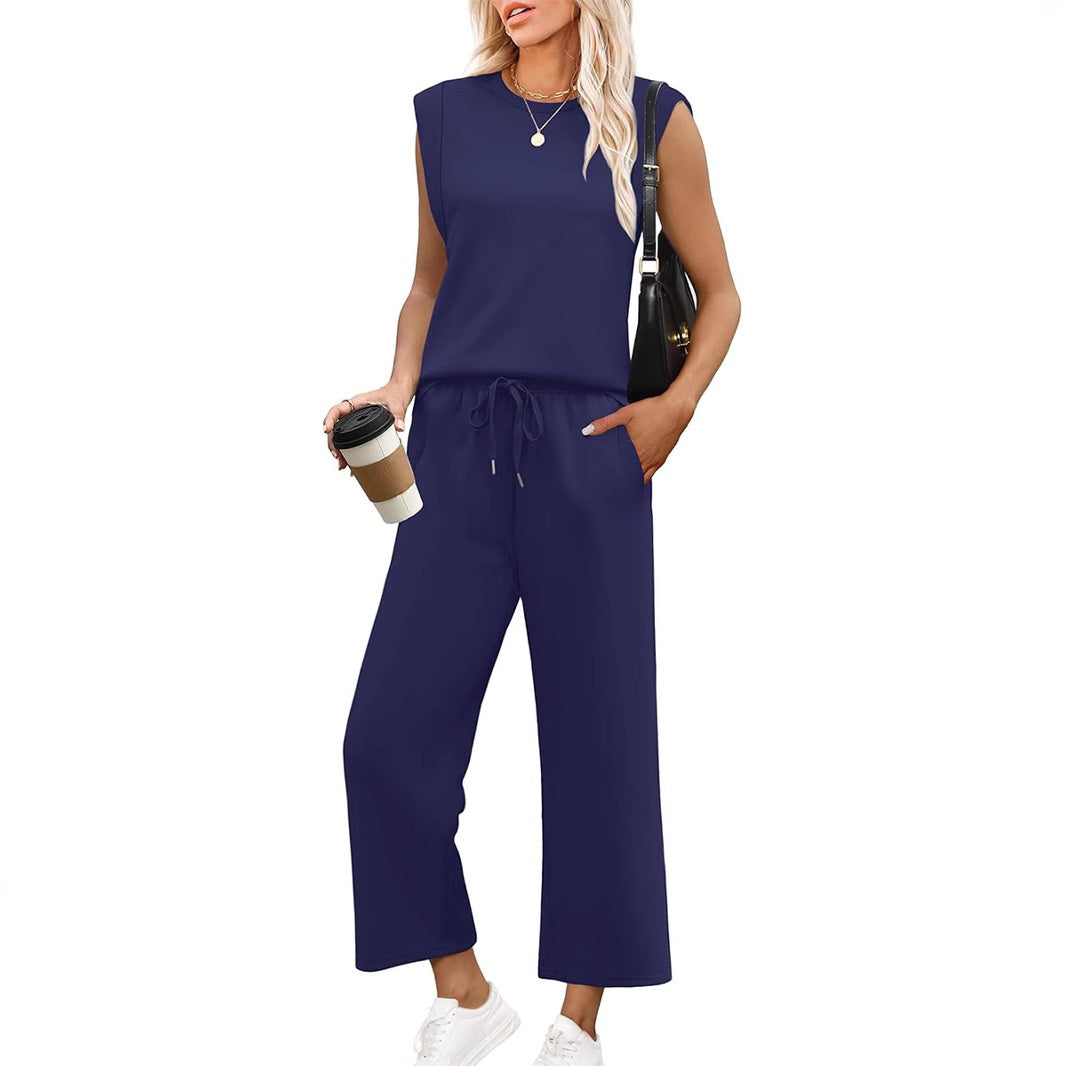 Conjunto ligero de dos piezas para mujer, cómodo y versátil para verano o viaje