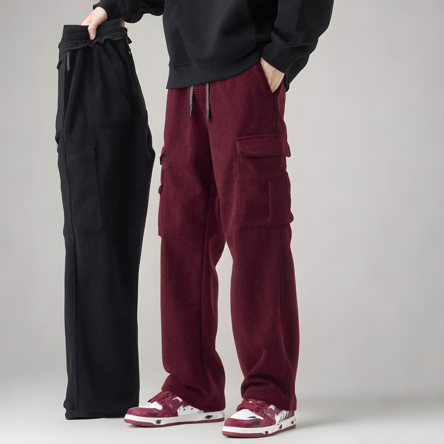 Pantalones cargo de felpa para hombre, cómodos y versátiles para diario o deporte