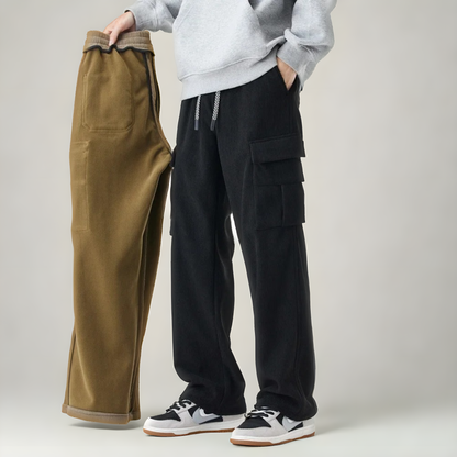 Pantalones cargo de felpa para hombre, cómodos y versátiles para diario o deporte