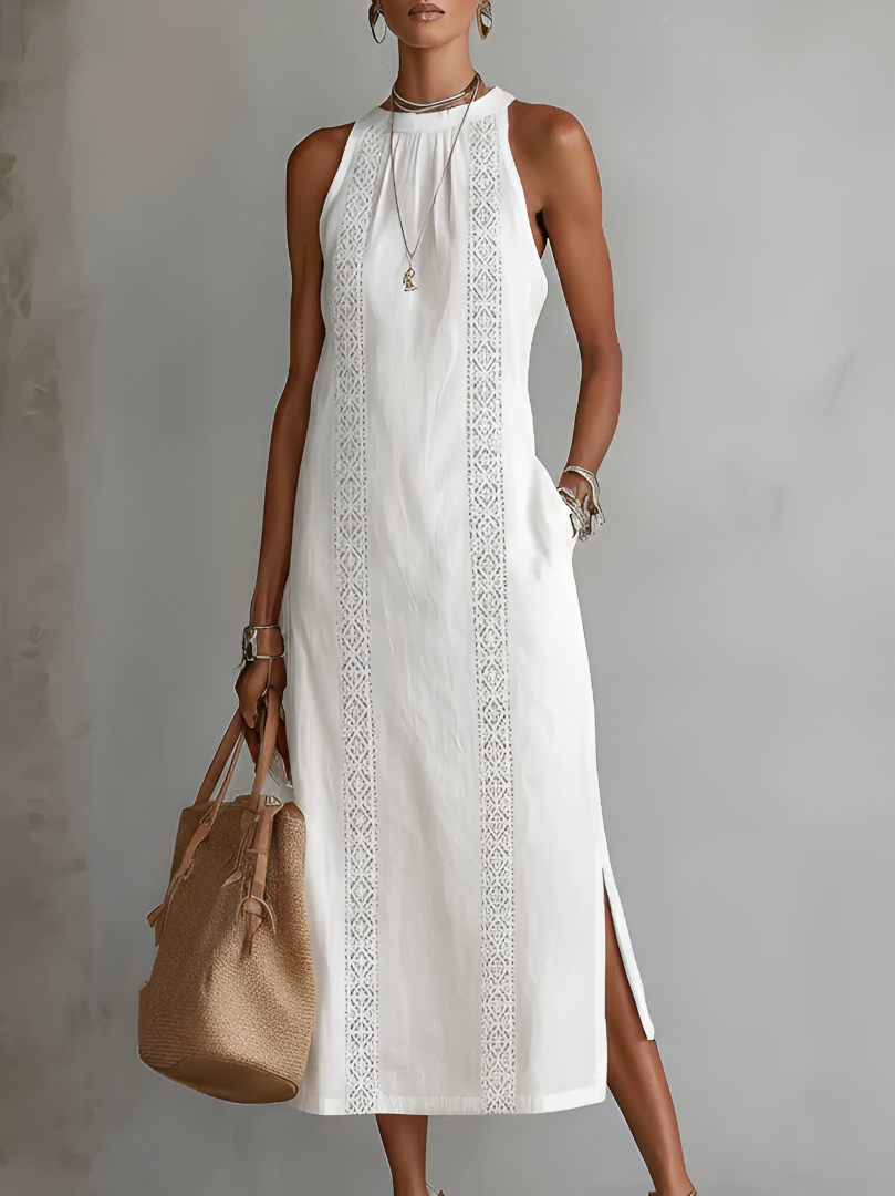 Vestido Midi con Textura de Lino | Estilo Casual para Mujer