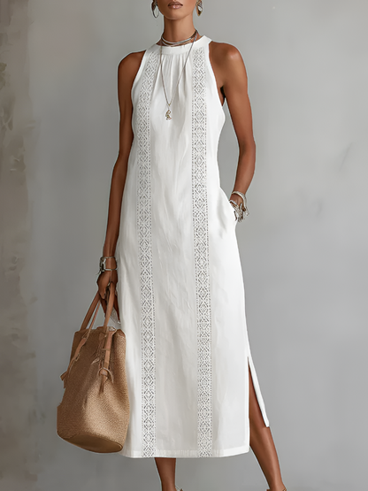 Vestido Midi con Textura de Lino | Estilo Casual para Mujer