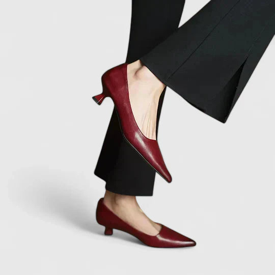 Tacones ortopédicos elegantes con punta fina y tacón bajo cómodo para mujer