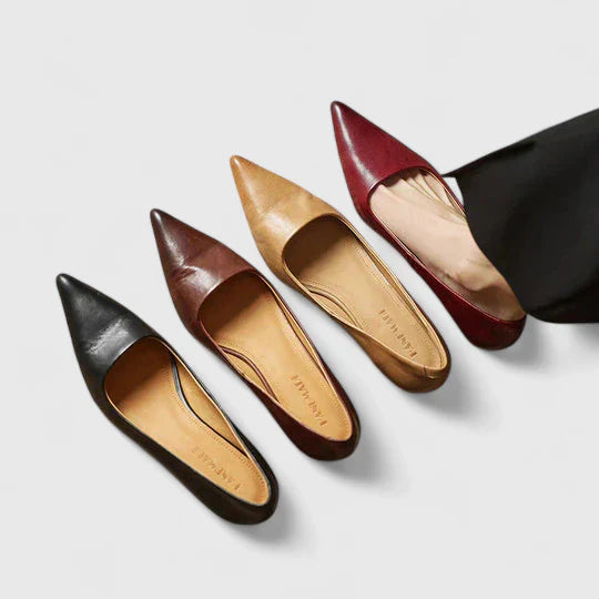 Tacones ortopédicos elegantes con punta fina y tacón bajo cómodo para mujer