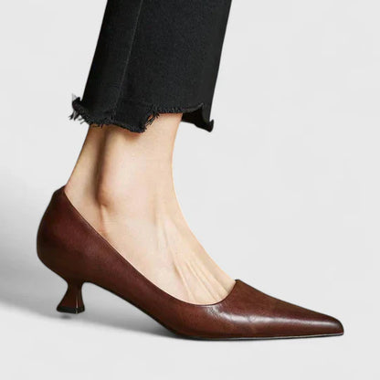 Tacones ortopédicos elegantes con punta fina y tacón bajo cómodo para mujer