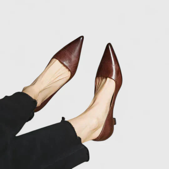 Tacones ortopédicos elegantes con punta fina y tacón bajo cómodo para mujer