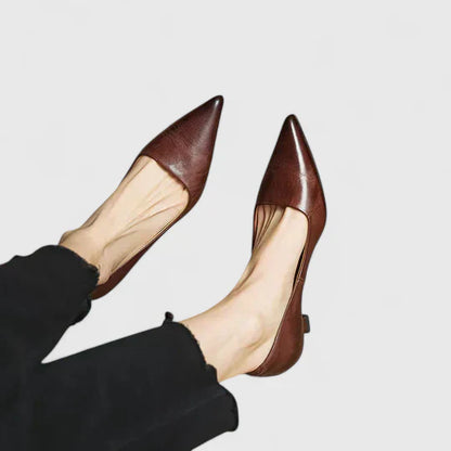 Tacones ortopédicos elegantes con punta fina y tacón bajo cómodo para mujer