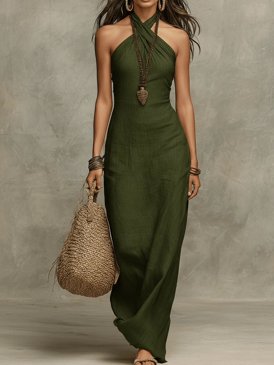 Emilia | Vestido Largo de Lino con Diseño Sofisticado para Mujer