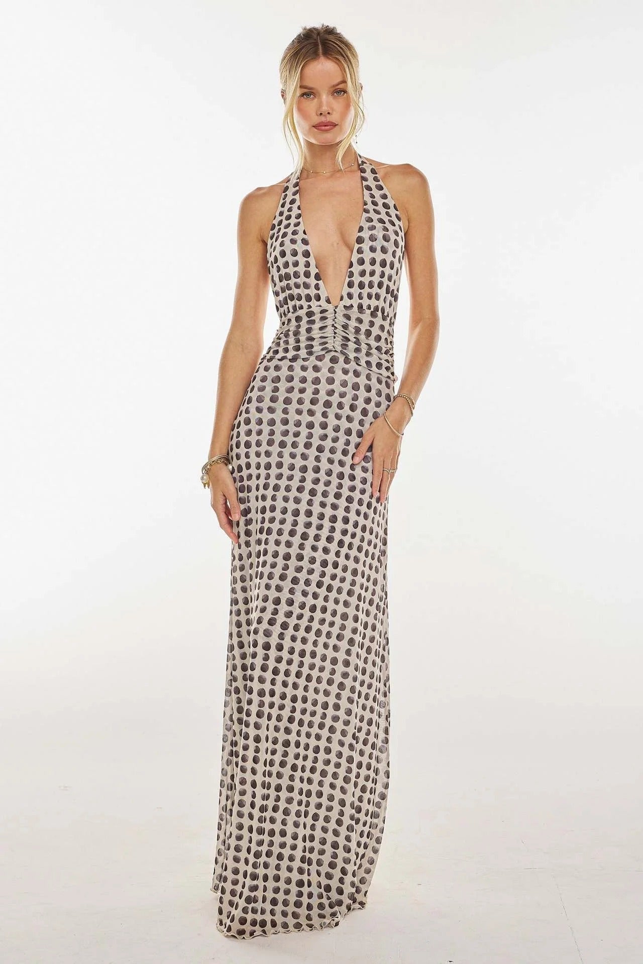 Vestido maxi con escote en V para mujer - Elegancia sofisticada para verano