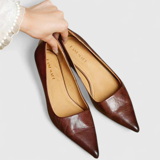 Tacones ortopédicos elegantes con punta fina y tacón bajo cómodo para mujer