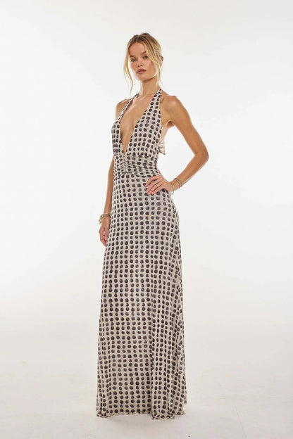 Vestido maxi con escote en V para mujer - Elegancia sofisticada para verano