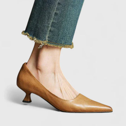 Tacones ortopédicos elegantes con punta fina y tacón bajo cómodo para mujer