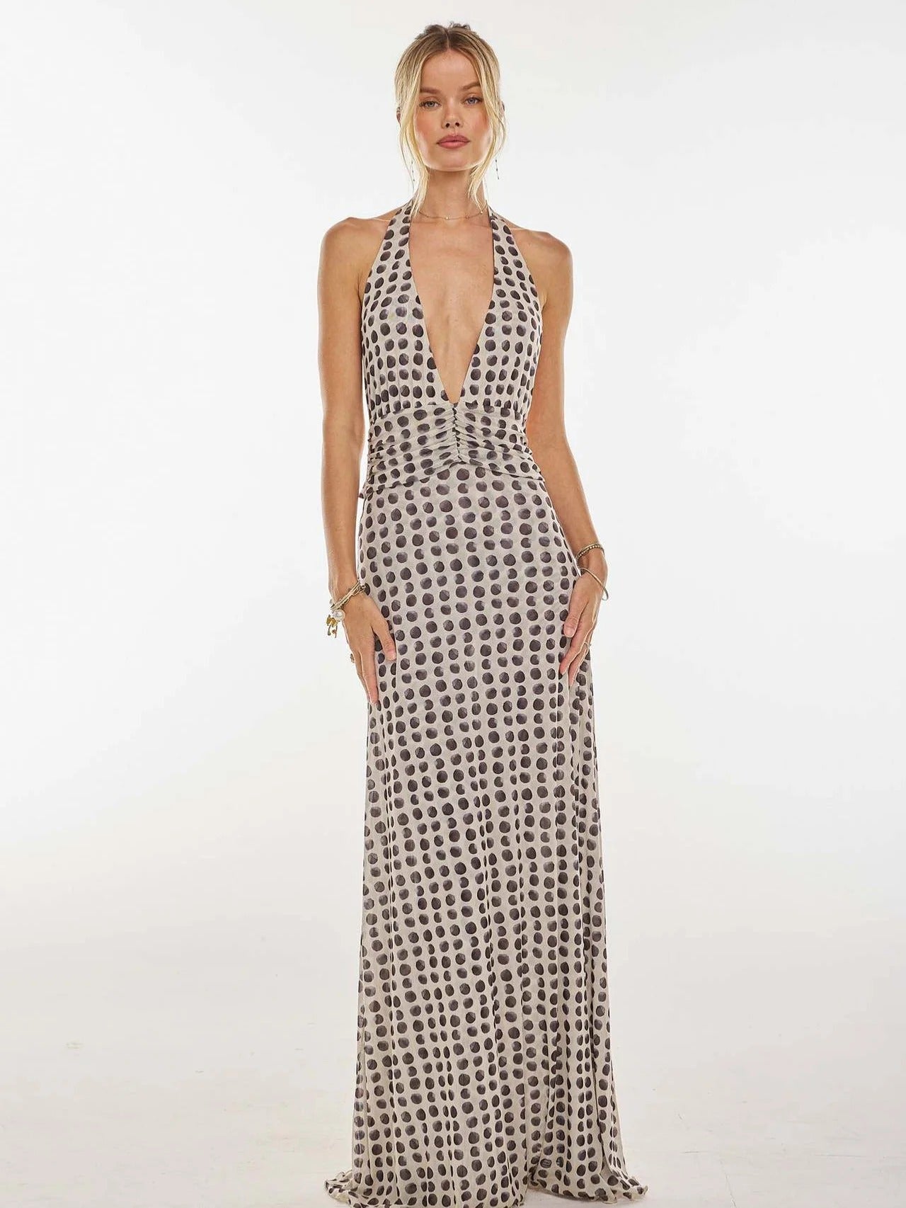 Vestido maxi con escote en V para mujer - Elegancia sofisticada para verano
