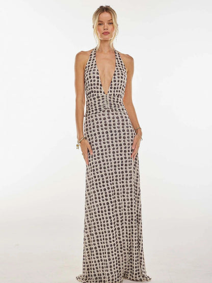 Vestido maxi con escote en V para mujer - Elegancia sofisticada para verano