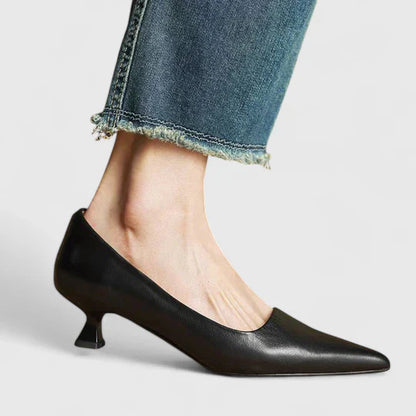 Tacones ortopédicos elegantes con punta fina y tacón bajo cómodo para mujer