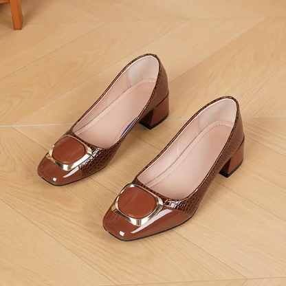 Mocasines de piel para mujer con tacón bajo, cómodos y elegantes