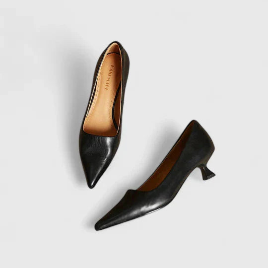 Tacones ortopédicos elegantes con punta fina y tacón bajo cómodo para mujer