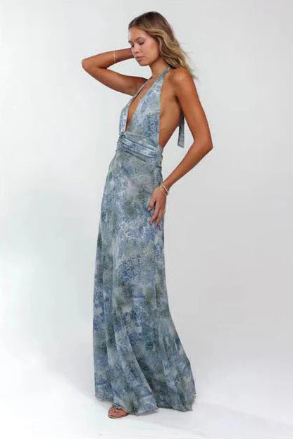 Vestido maxi con escote en V para mujer - Elegancia sofisticada para verano