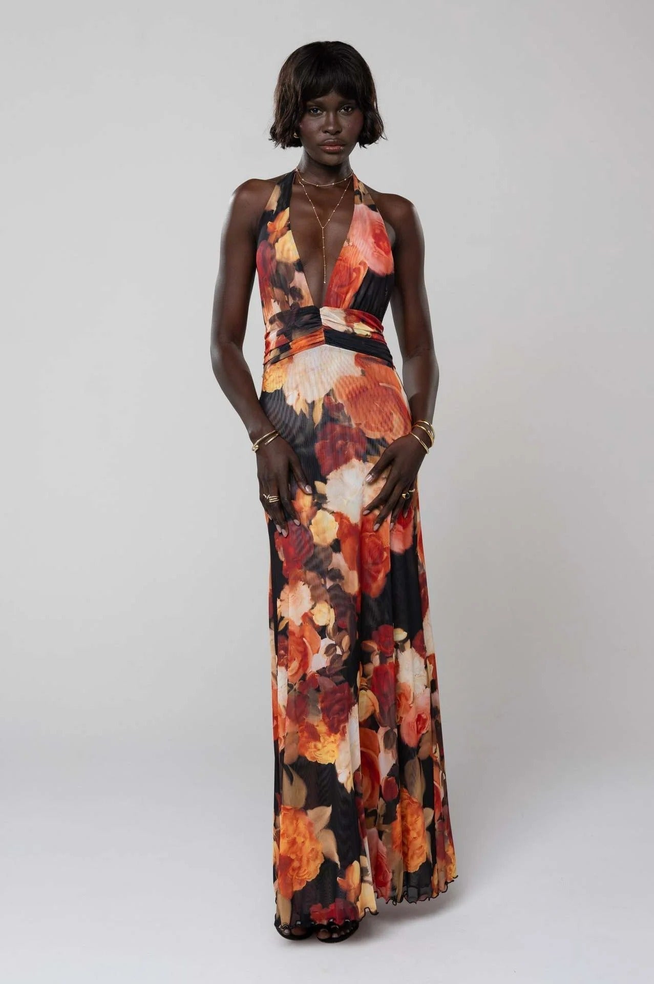 Vestido maxi con escote en V para mujer - Elegancia sofisticada para verano