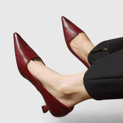 Tacones ortopédicos elegantes con punta fina y tacón bajo cómodo para mujer
