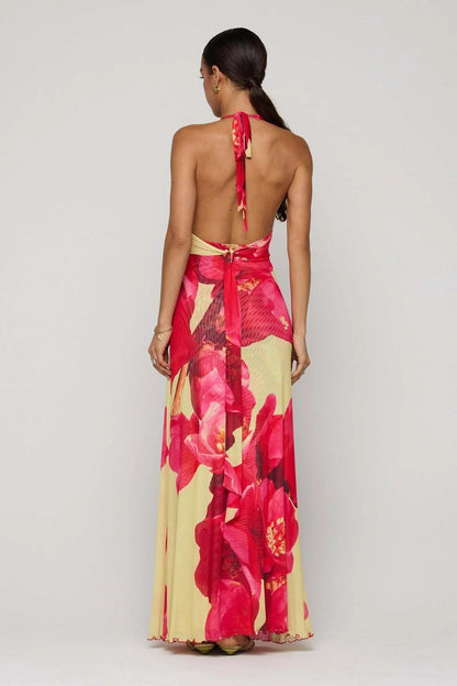 Vestido maxi con escote en V para mujer - Elegancia sofisticada para verano