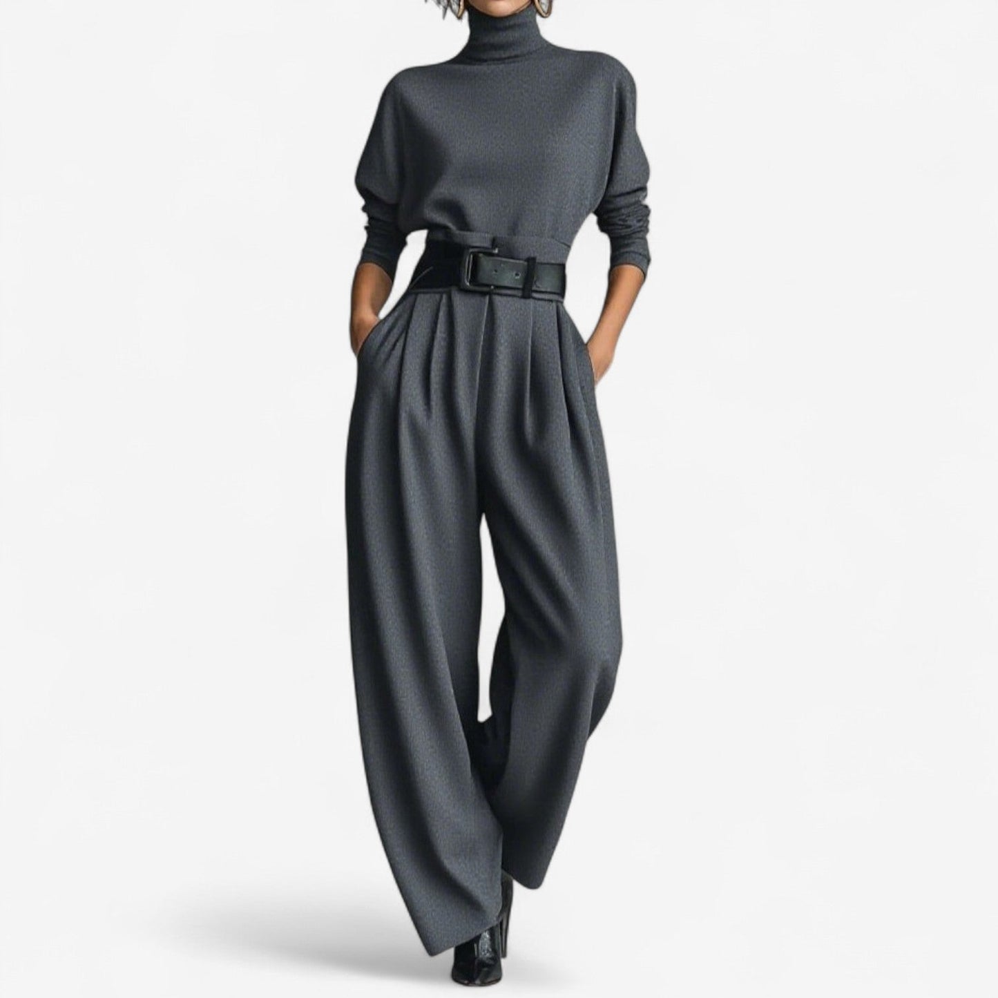 Dora | Mono de Punto de Cuello Alto con Pantalón Elegante para Mujer