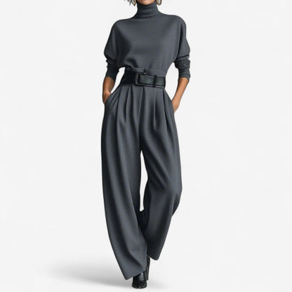 Dora | Mono de Punto de Cuello Alto con Pantalón Elegante para Mujer