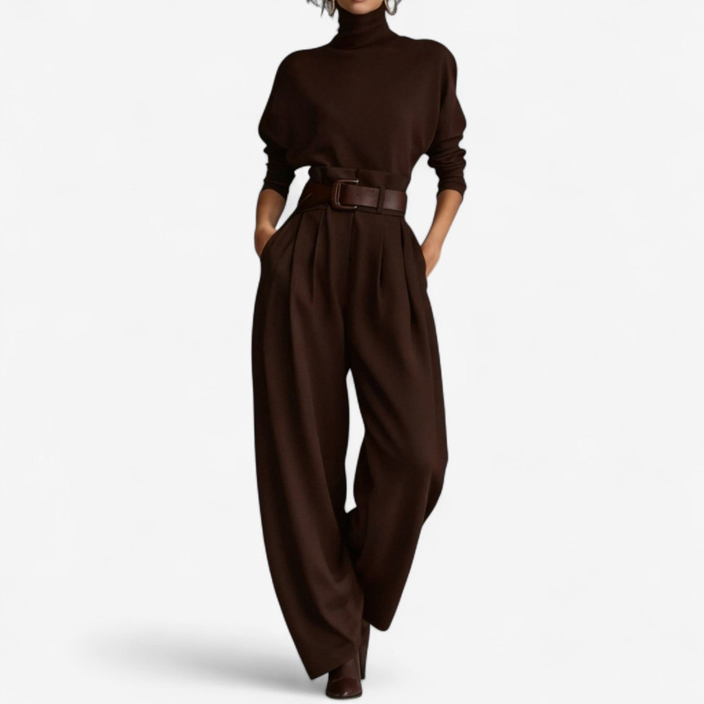 Dora | Mono de Punto de Cuello Alto con Pantalón Elegante para Mujer