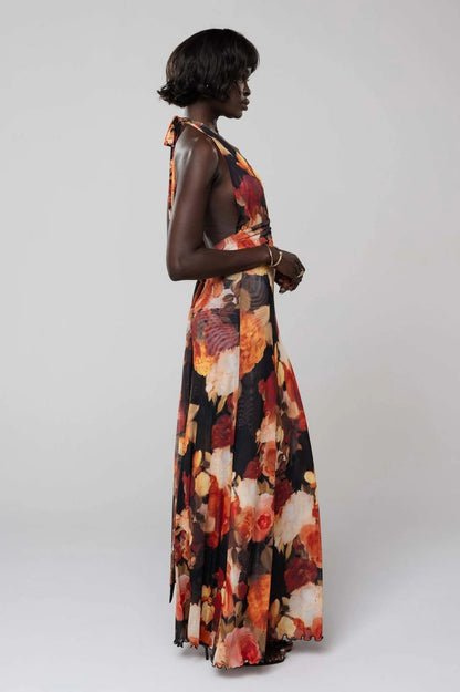 Vestido maxi con escote en V para mujer - Elegancia sofisticada para verano