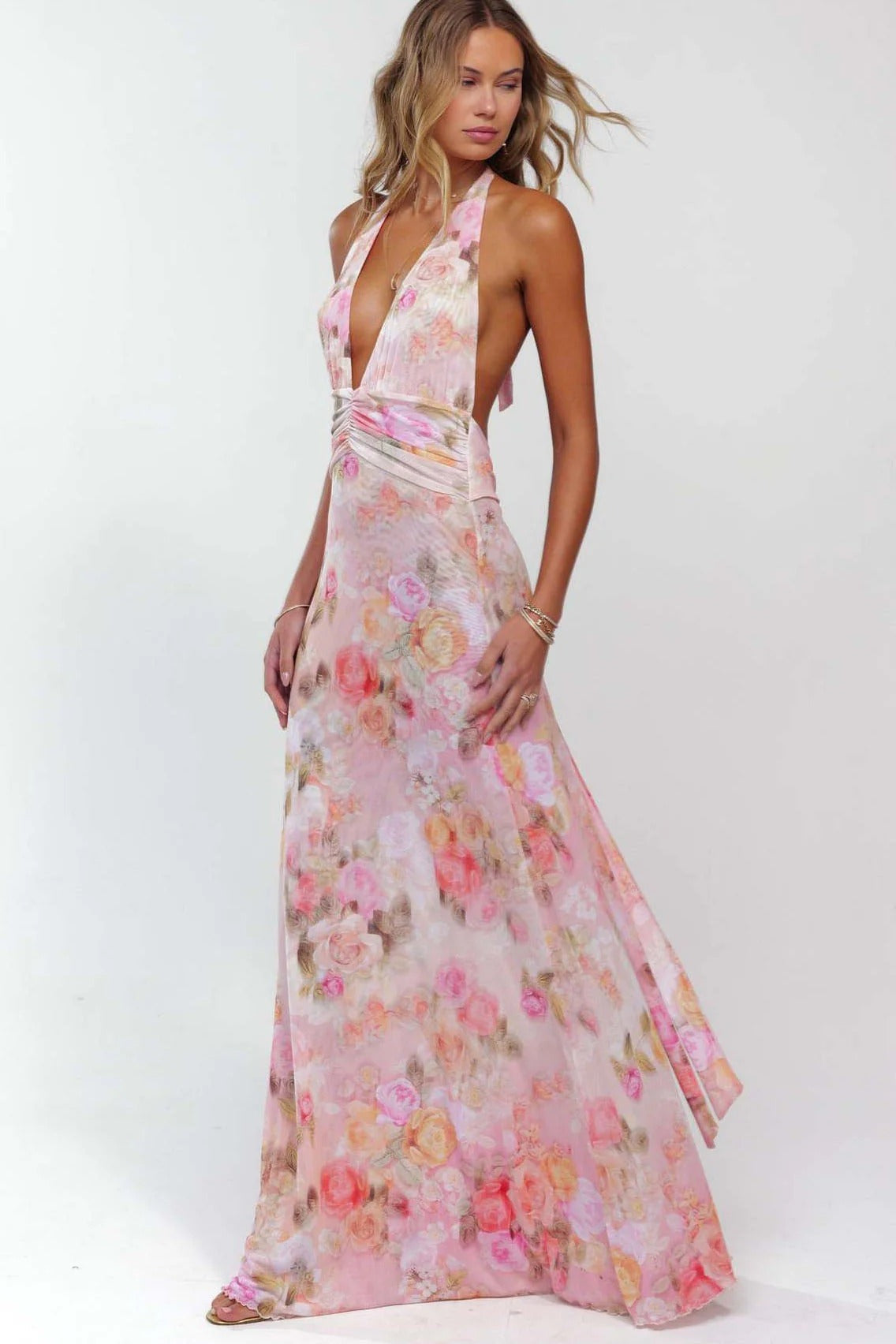 Vestido maxi con escote en V para mujer - Elegancia sofisticada para verano