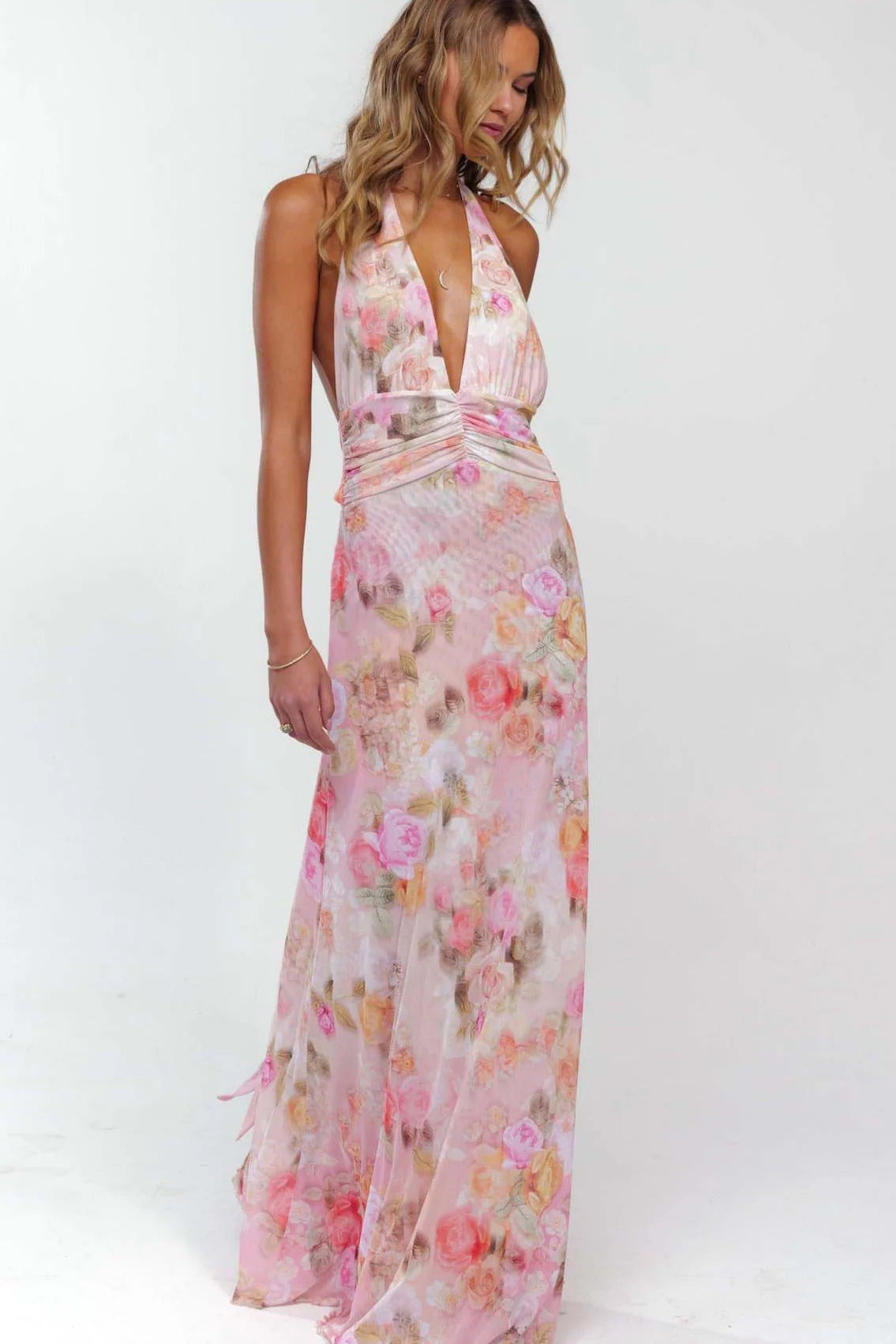Vestido maxi con escote en V para mujer - Elegancia sofisticada para verano